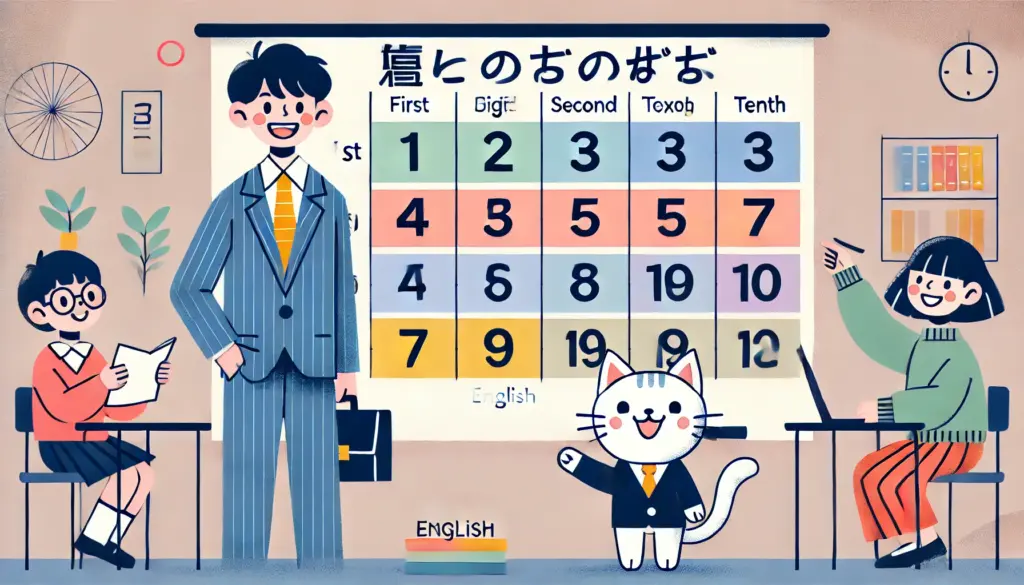 英語の序数一覧（1stから10th）