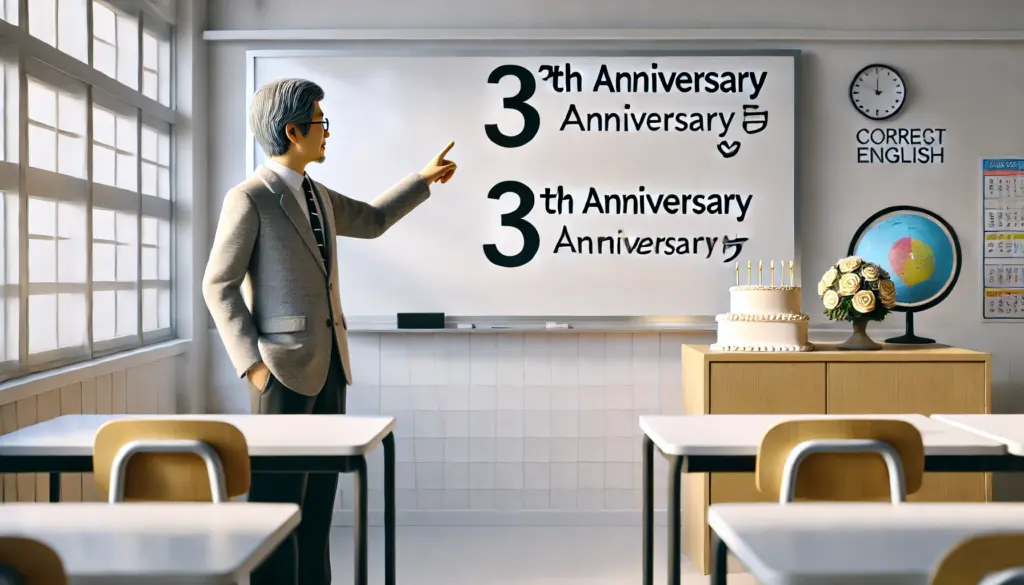 3th anniversaryは間違い