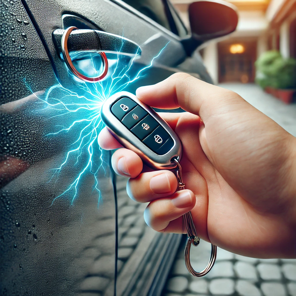 キーホルダーは光るタイプで放電を確認