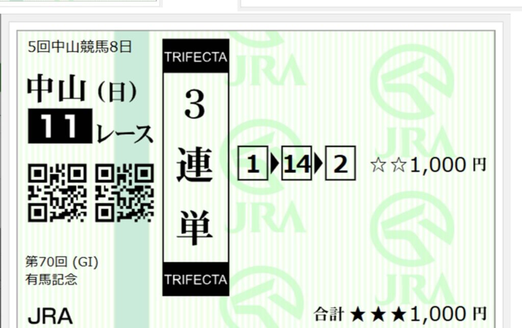 実際に夢を託した「1-14-2」の投票画面です