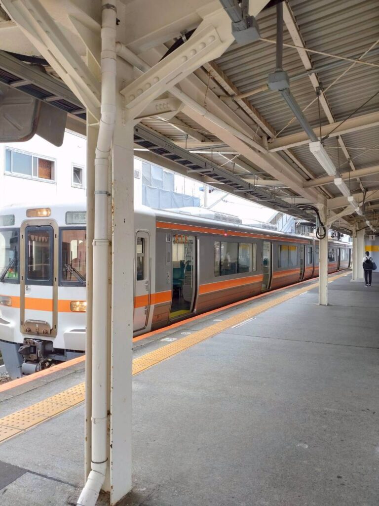 身延線のホームに停車していた普通列車